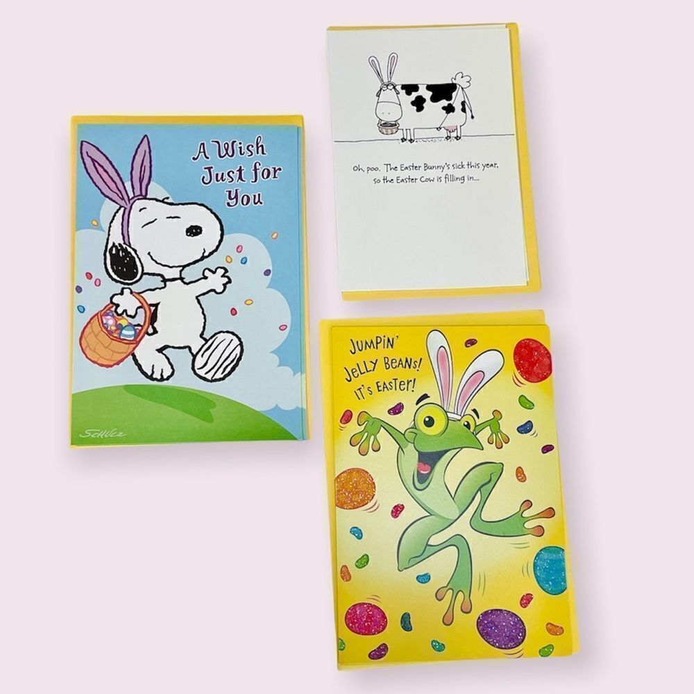 Hallmark Snoopy Silly Funny Easter (6) Greeting Card Bundle